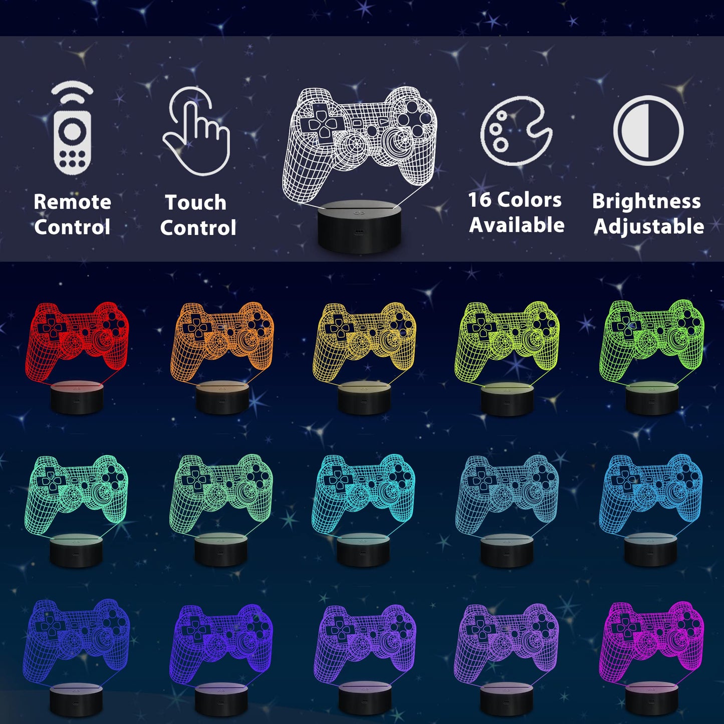 Skorter | Coopark Lampeez 3D Gamepad lamp - 16 color changing night lights for kids & gamers