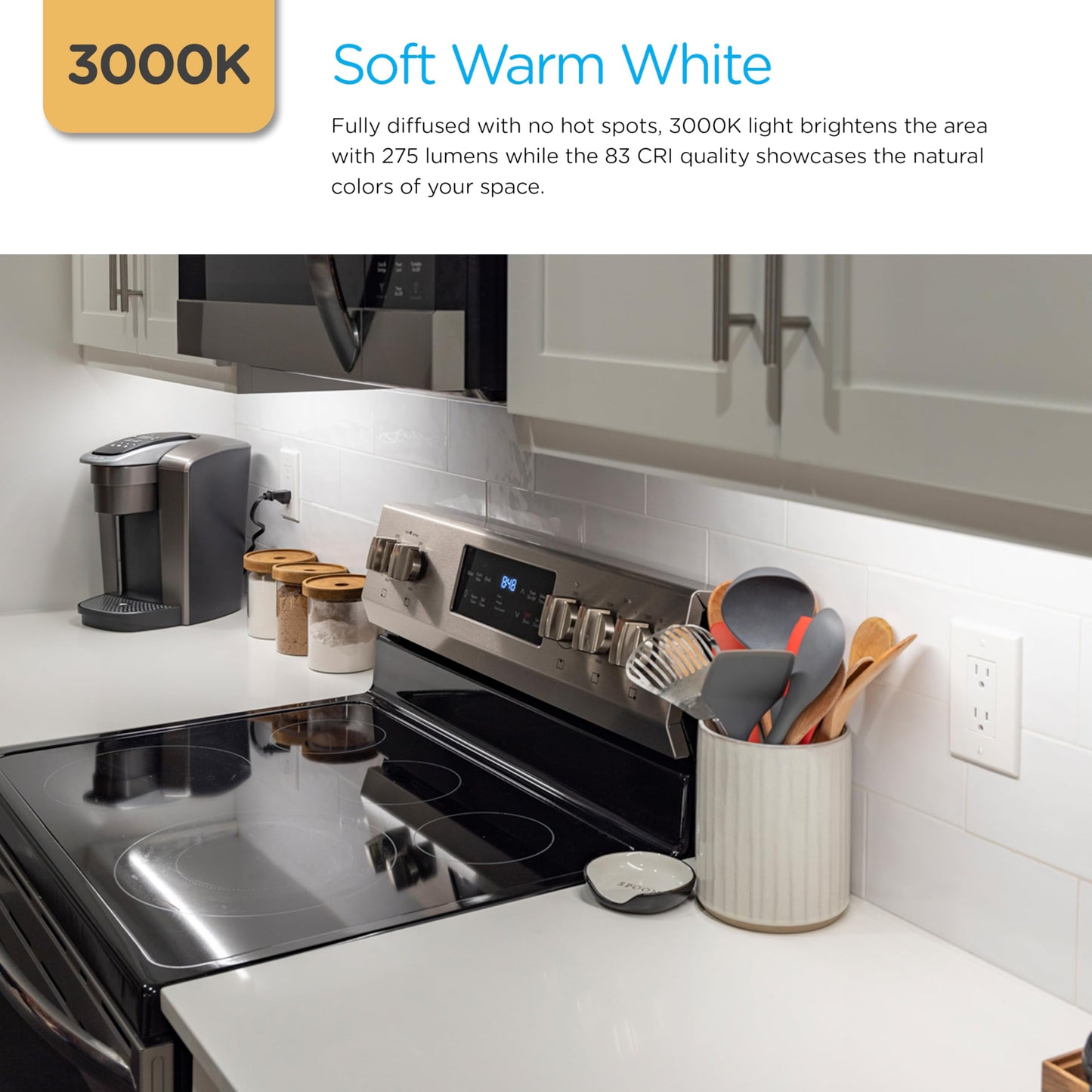 Skorter | Enbrighten 10" Led Under-Cabinet Lighting, 3000K Clear White, 275 Lumen, Plastic Housing