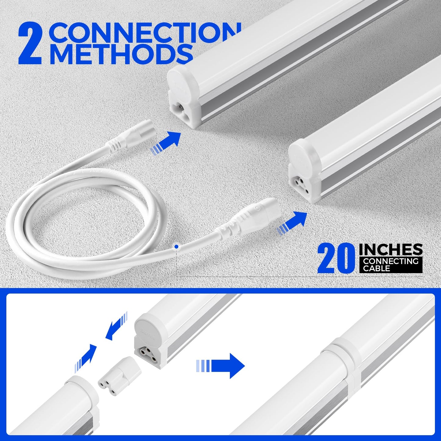Skorter | Barrina 2Ft Led Ceiling Lamps, 5000K Daylight White, 1100Lm, Connectable, 6