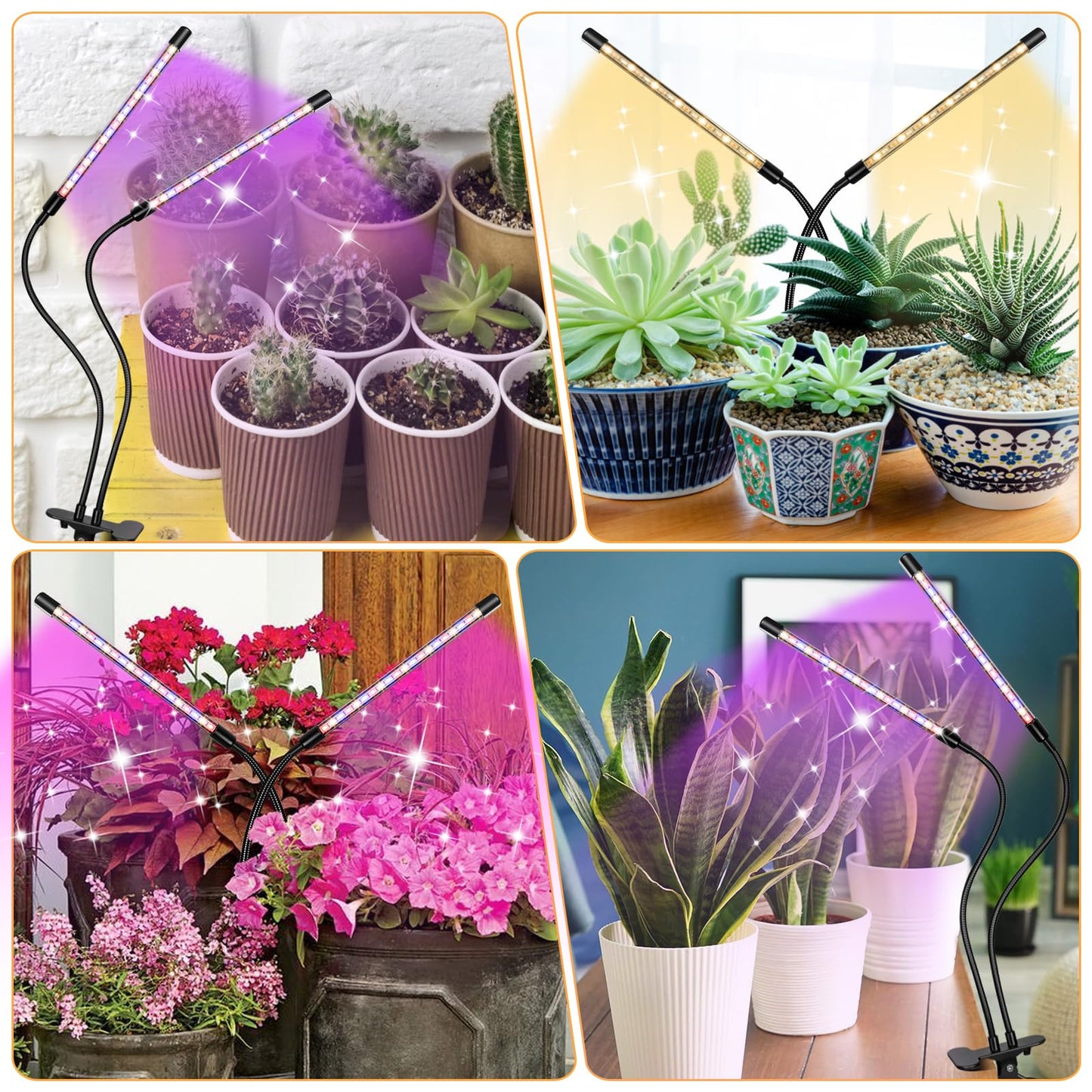 Skorter | Zyzykeji LED Grow Light 2-Pack, Full Spectrum Plant Lighting With Clamp, 10-Level Dimmable, Auto Timer