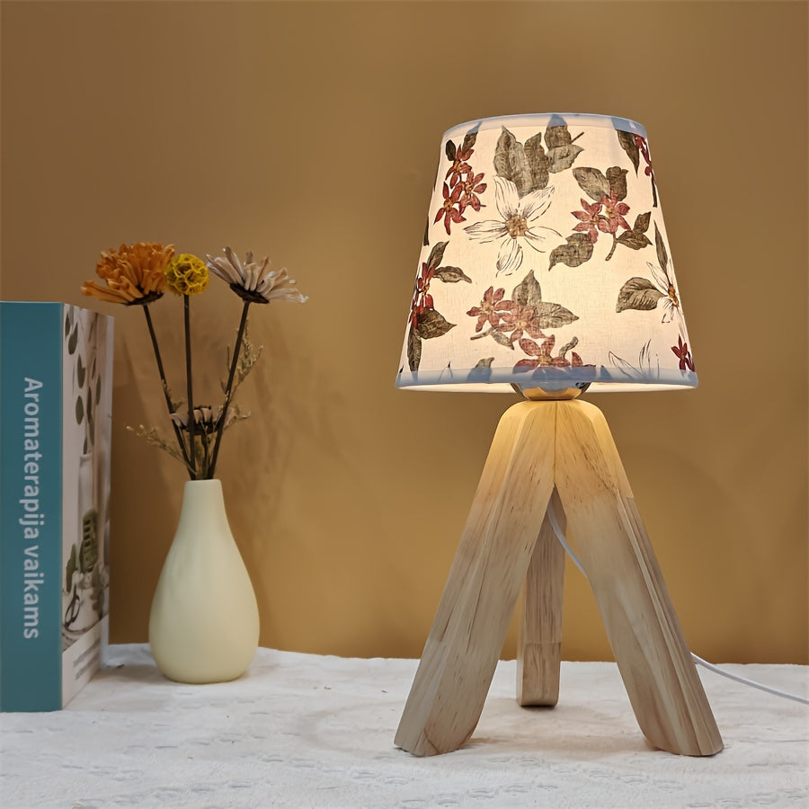 Skorter | Flower Lantern - Modern LED Table Lamp with Wooden Base, USB Powered