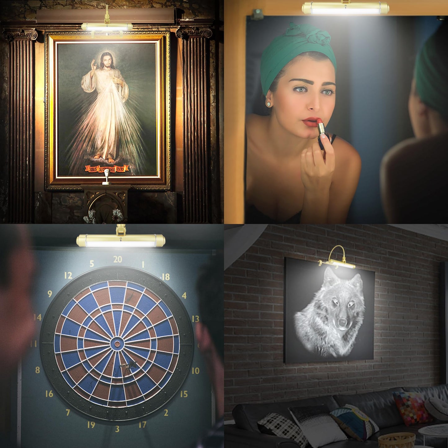 Skorter | Luxsway Wireless Picture Frame Light, Rechargeable Clip-On Art Lamp, 28 LEDs, Remote Control, Gold