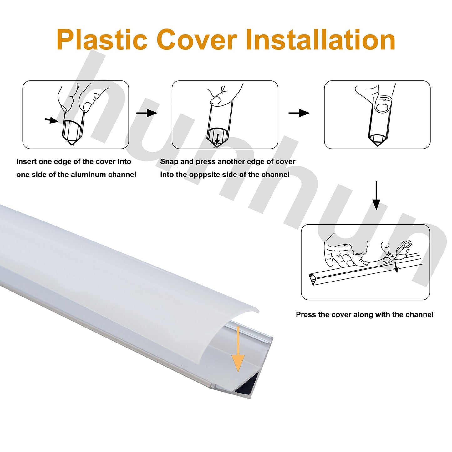 Skorter | Hunhun 20-Pack V Shaped LED Aluminum Channel System with Milk White Cover & Clips, 3.3Ft