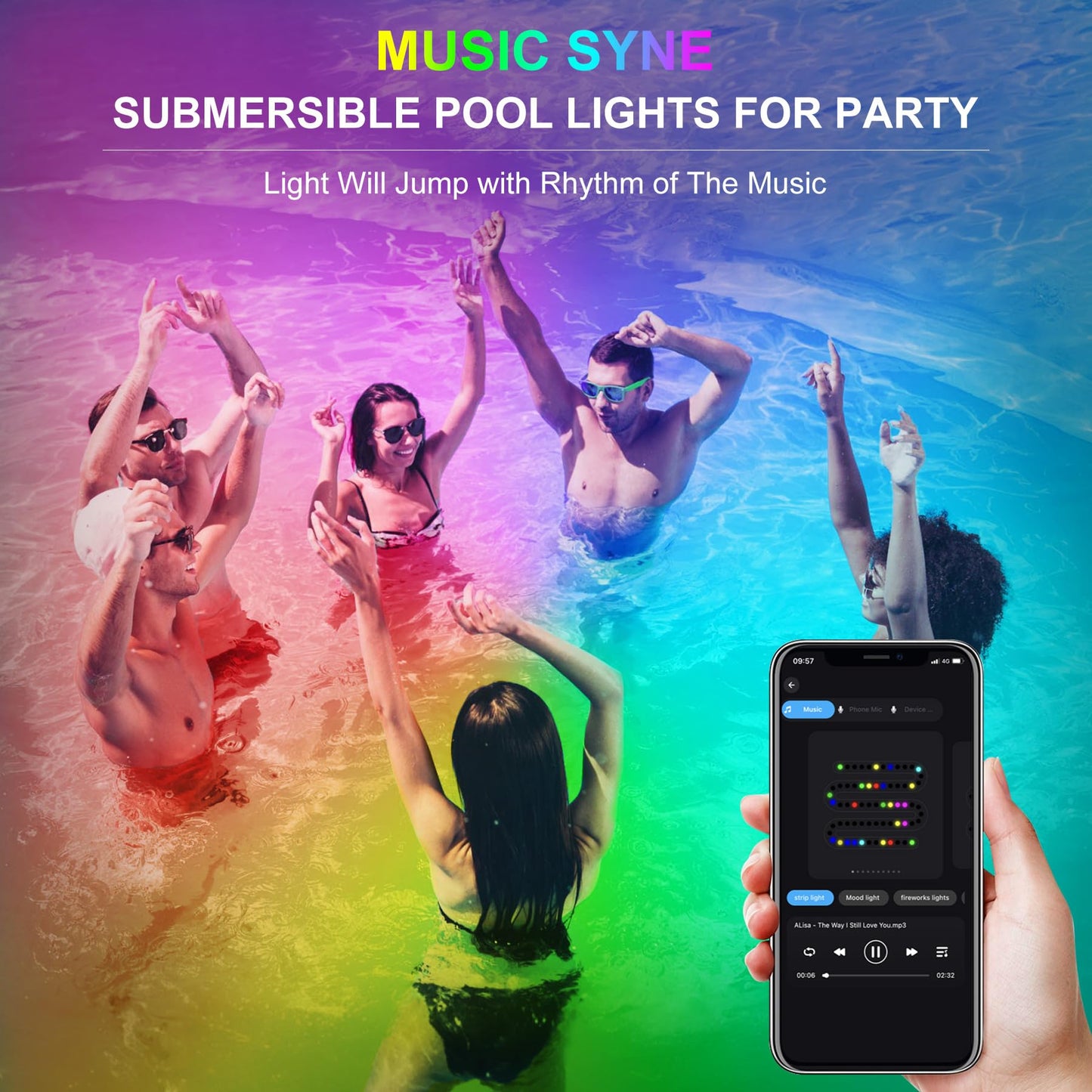Skorter | Crepow Rgb Underwater Pond Lights, Ip68 Waterproof Led Spotlights, Bluetooth Control, Set Of 2