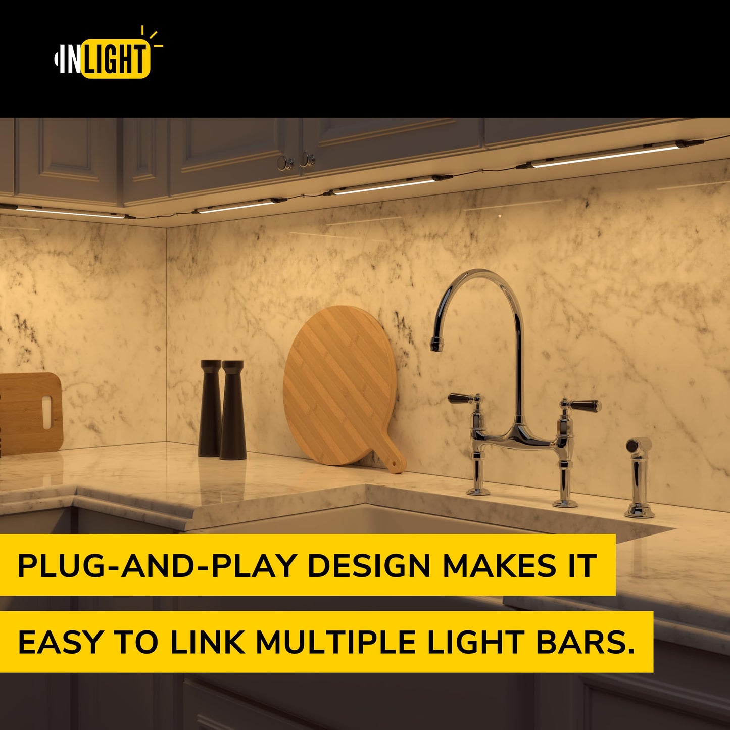 Skorter | Getinlight 12" LED Under-cabinet light, soft white 3000K, 3-pack, metal design
