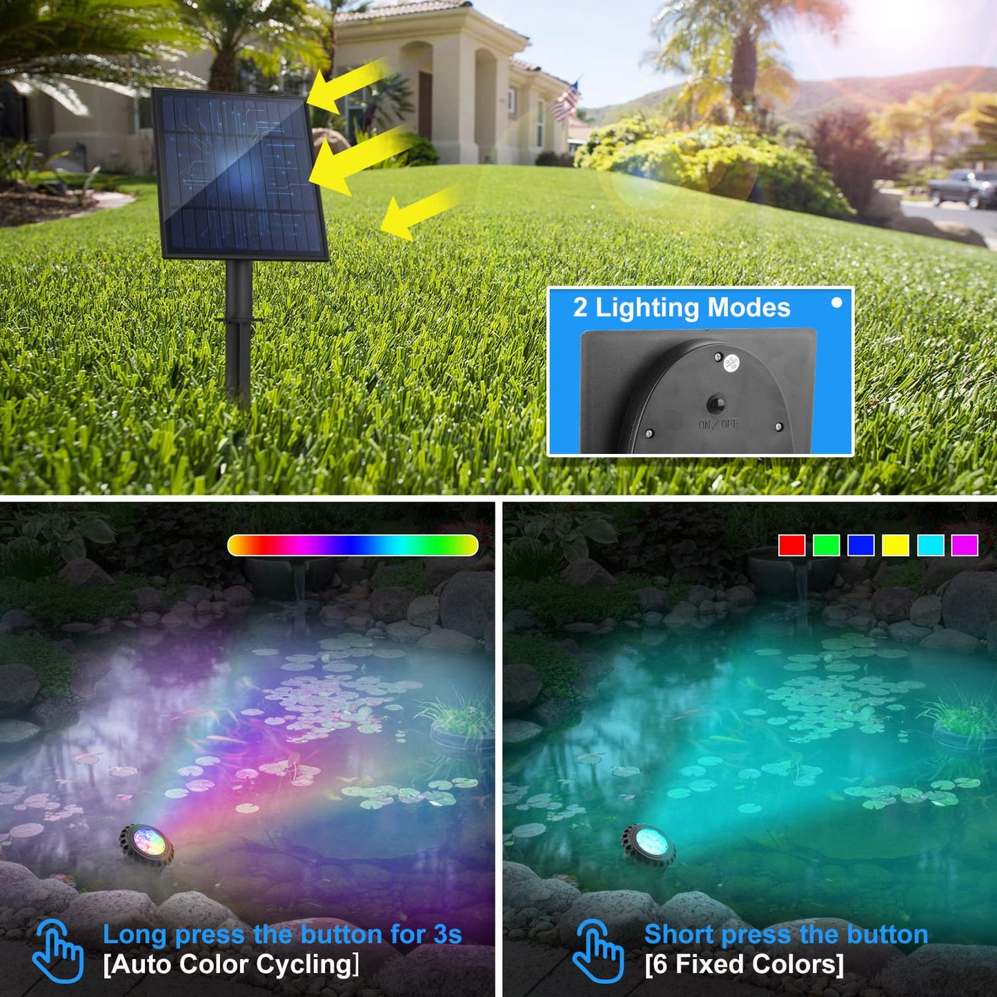 Skorter | T-Sun Sun Source Spotlight - 5 RGB LED Underwater Lights, IP68 Waterproof for Garden & Aquarium