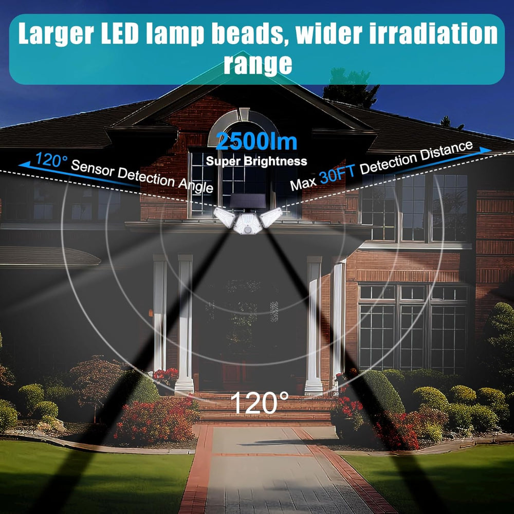 Skorter | 2 Pack Solar Flood Lights with Motion Sensor & Remote Control, Super Bright 113 LED, 3 Heads Adjustable