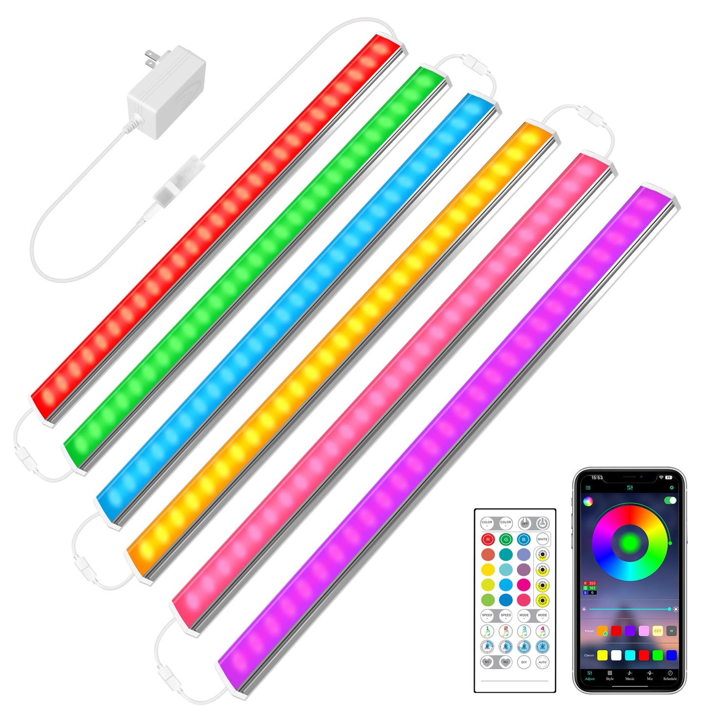 Skorter | Maylit 6 Pack Smart Under Cabinet Lights, Dimmable Multicolor LED Lighting For Kitchen & Workbench