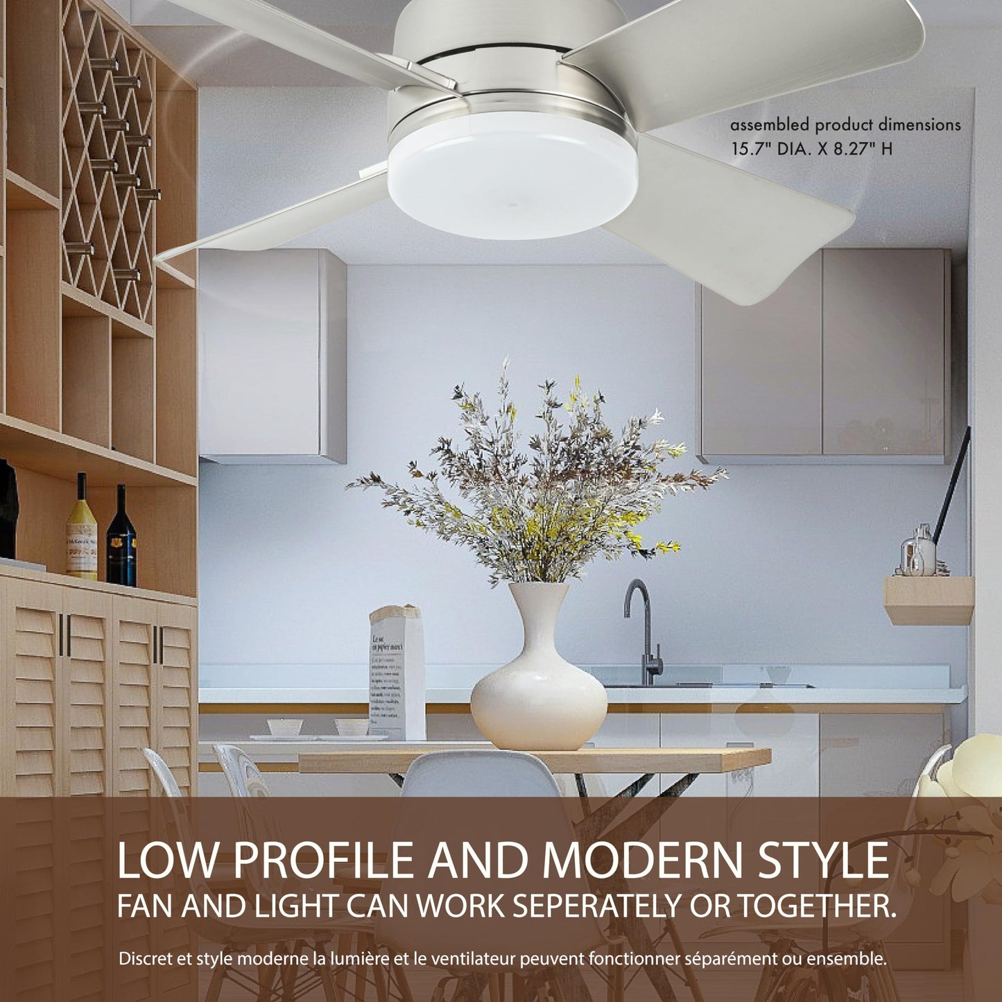 Skorter | Bell+Howell Cool Light Deluxe Silver Socket Fan – Led Ceiling Fan With Remote Control, 1000 Lumens