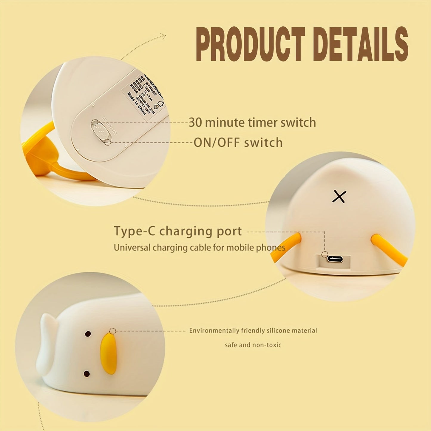 Skorter | Sleeping Duck Lamp - Rechargeable Dimmable Silicone Night Light