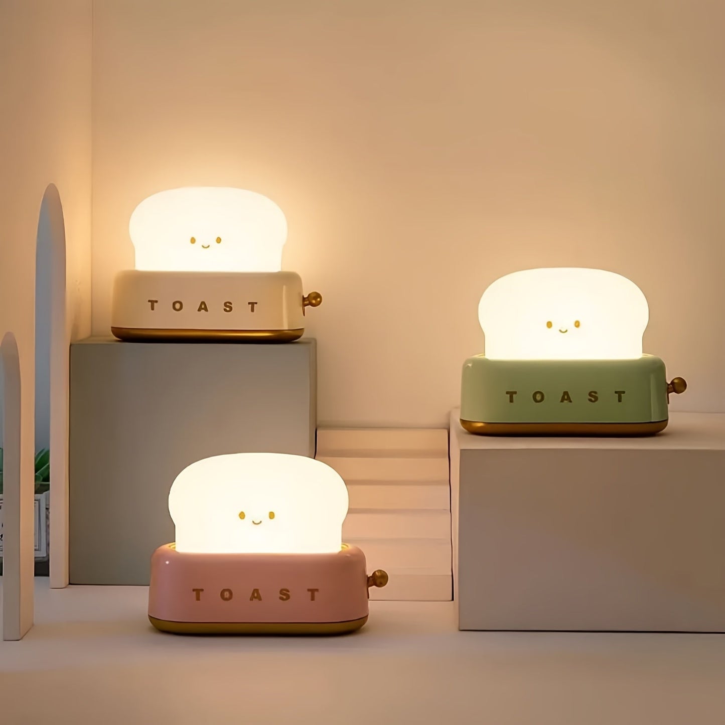 Skorter | LumiToast - Sweet USB Rechargeable LED Toaster Table Lamp, 3000K Warm Light