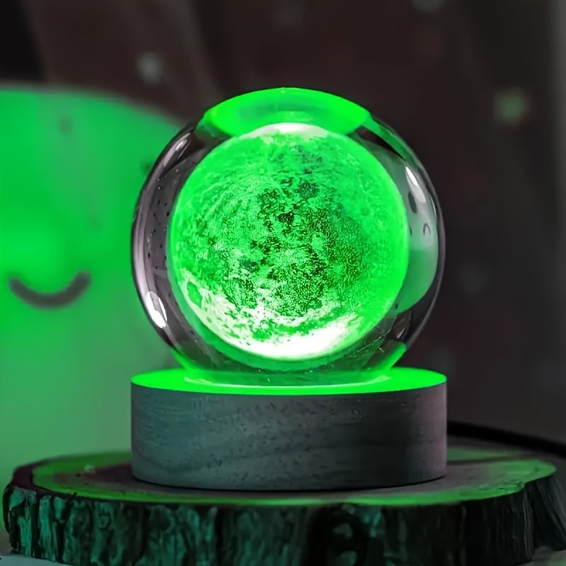 Skorter | LumiSphere - 3D Crystals Ball LED Night Lamp with Wooden Base