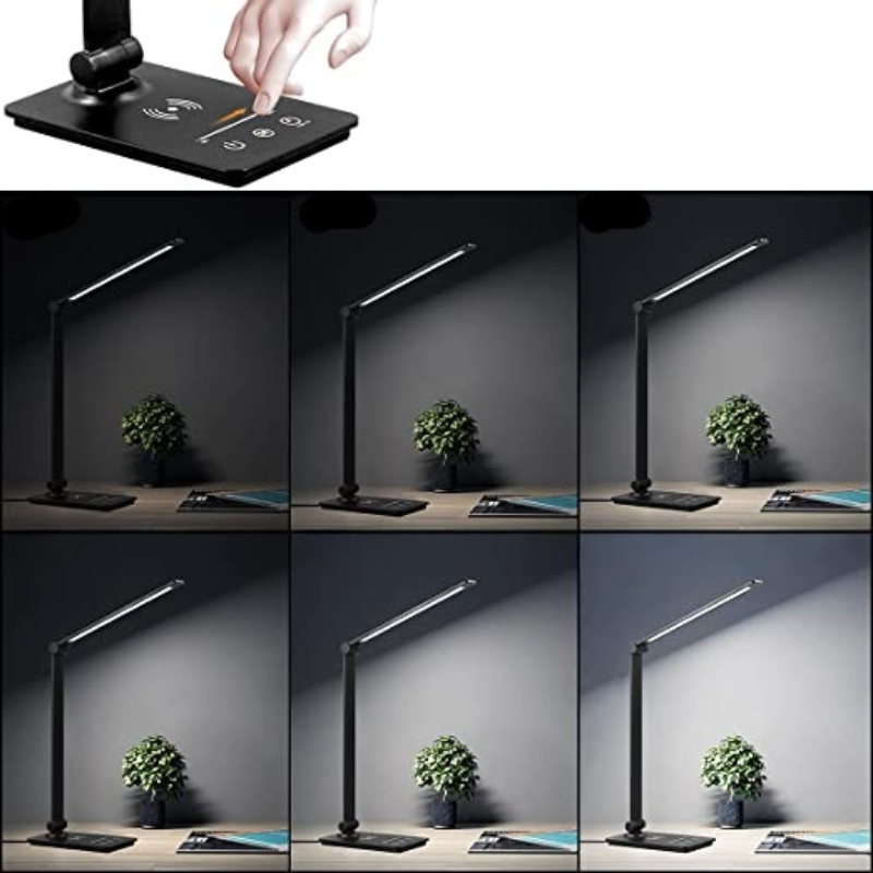 Skorter | LED Desk Lamp - With Wireless Charger and Touch Control - 5 Color Settings & Fully Dimmable Function