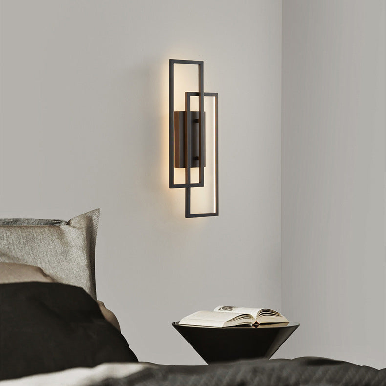 Skorter | Modern Geometric LED Wall Light – Rectangle Design with Remote Dimming (Black or Copper Finish)