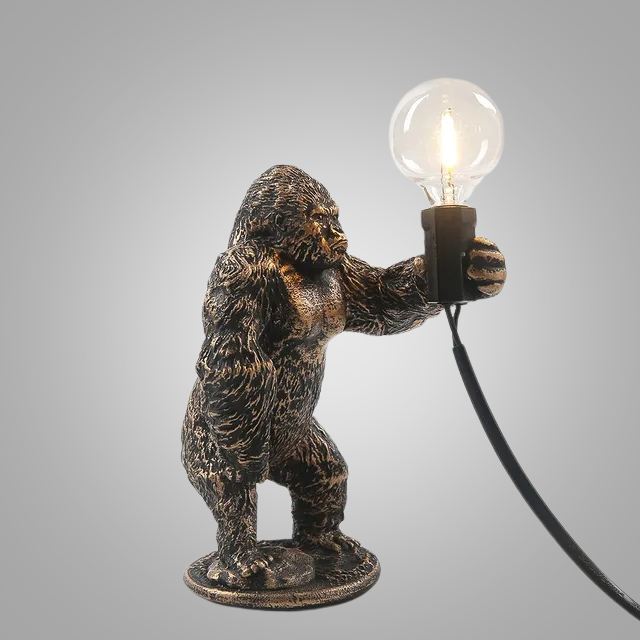 Skorter | GorillaLux - Unique Gorilla Table Lamp | Modern Animal Lamp with Warm LED Light
