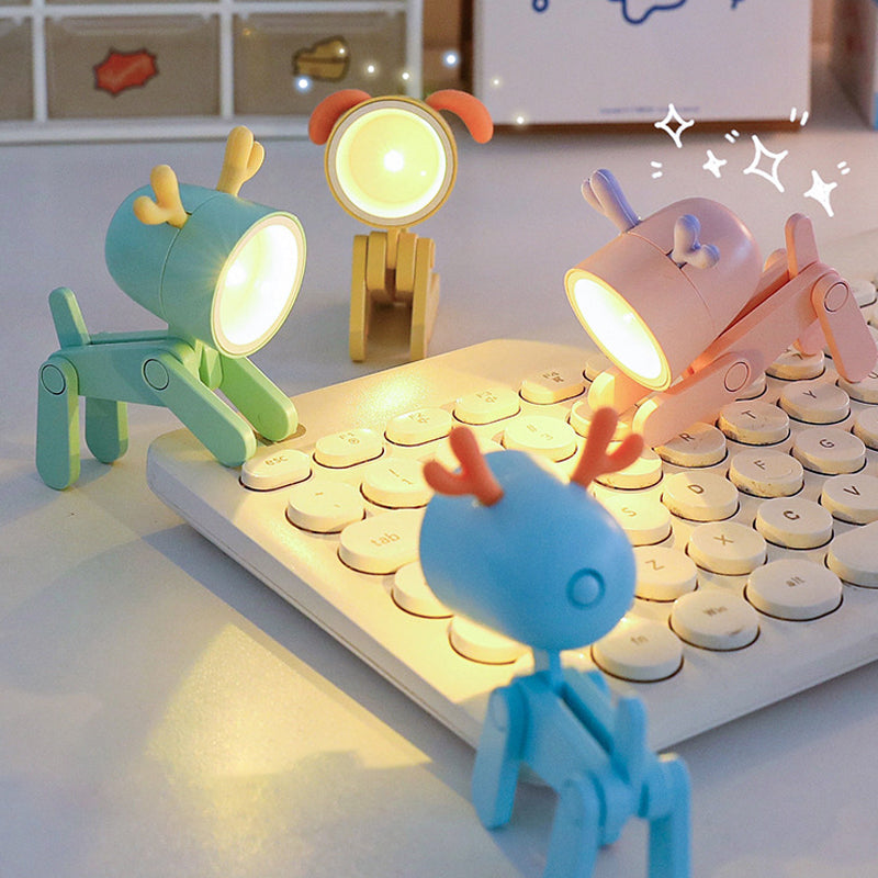skorter | Mini LED Cute Cartoon Animals Puppies Deer Night Light, Adjustable Small Phone Holder Desk Lamp