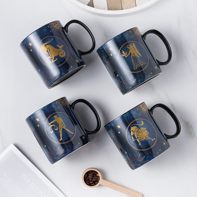 skorter | 12 Zodiac Signs Mug Cobalt Blue Ceramic Coffee Mug