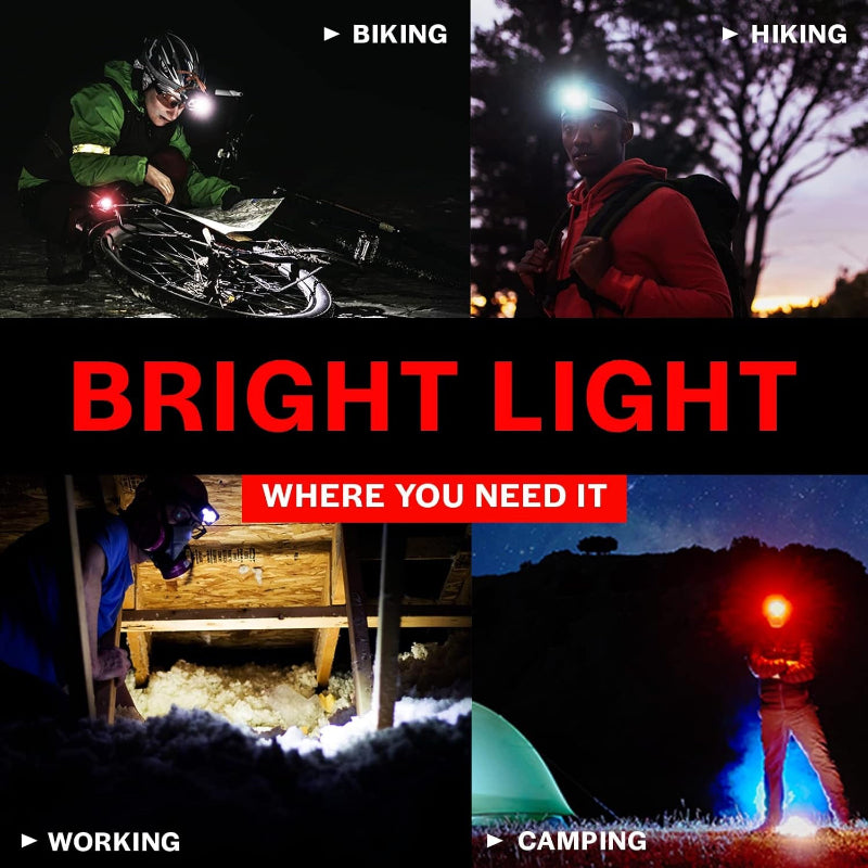 Skørter | 2-Pack LED Headlamp, Adjustable Headband with 7 Modes
