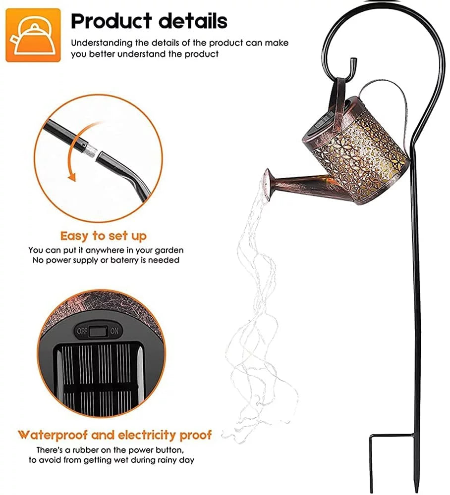 Skørter | Solvannfall Watering Can with Garden Lighting & Shepherd's Pole