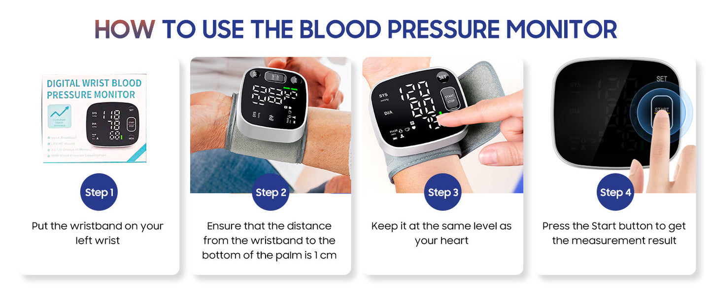 Skorter | Oklar Blood Pressure Monitors for Home Use Rechargeable Wrist Digital BP Machine Cuff with LED Backlit Screen, Voice Broadcast, 240 Memory Storage for 2 Users with Carrying Handle