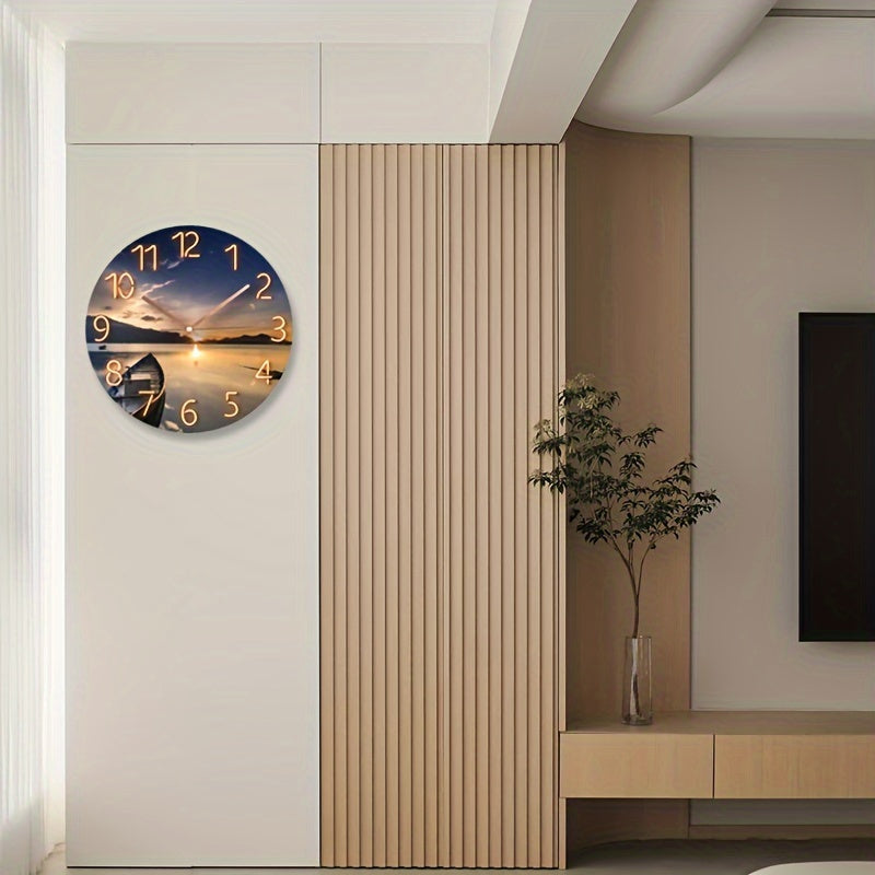 Skorter | 12-Inch Round Silent Wall Clock - Glass, Modern Design