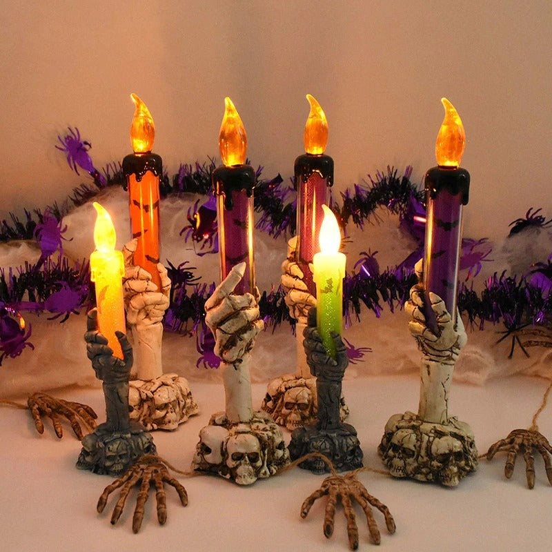 Skorter | Halloween Ghost Hand Electronic Skeleton Candle Halloween Party Bar Props Decoration Glitter Lamp