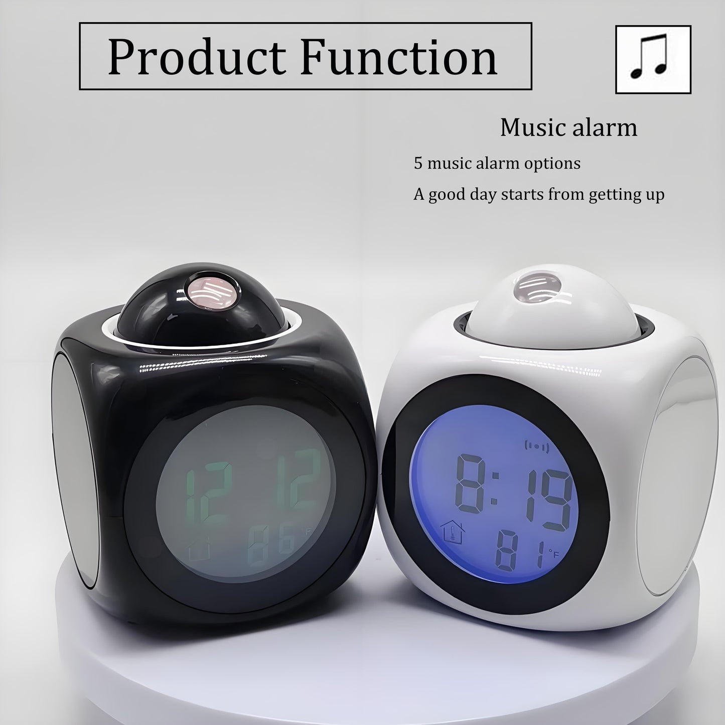 Skorter | ProClock - Projector Alarm Clock with Music Alarm and Dual Alarm