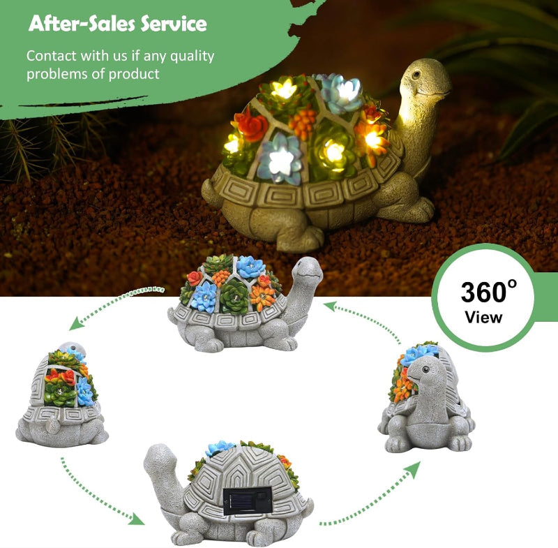 Skørter | Solgartn statue with succulents and LED lamps, outdoor garden decor