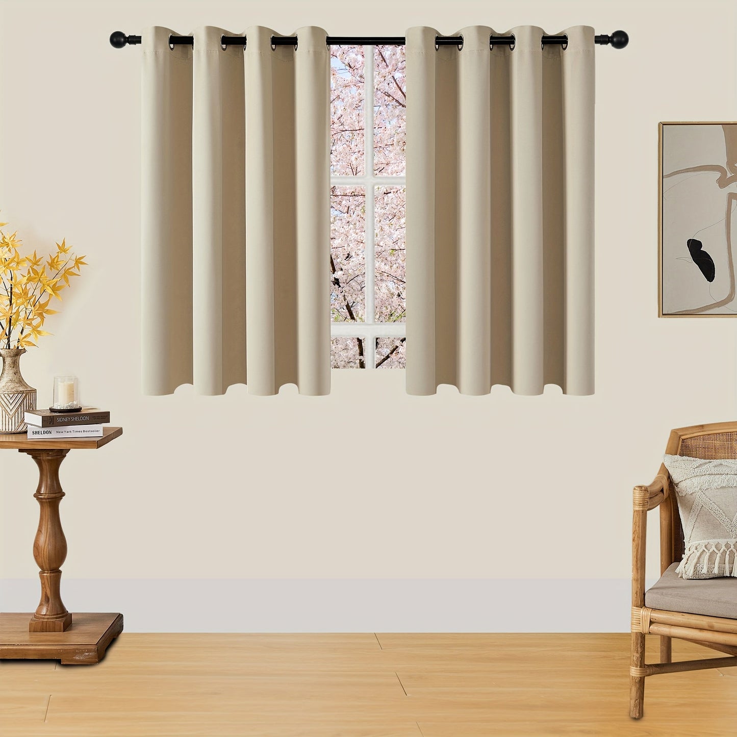 Skorter | Blackout Curtains - 2 Pieces Modern Polyester Curtains with Thermal Insulation and Rings