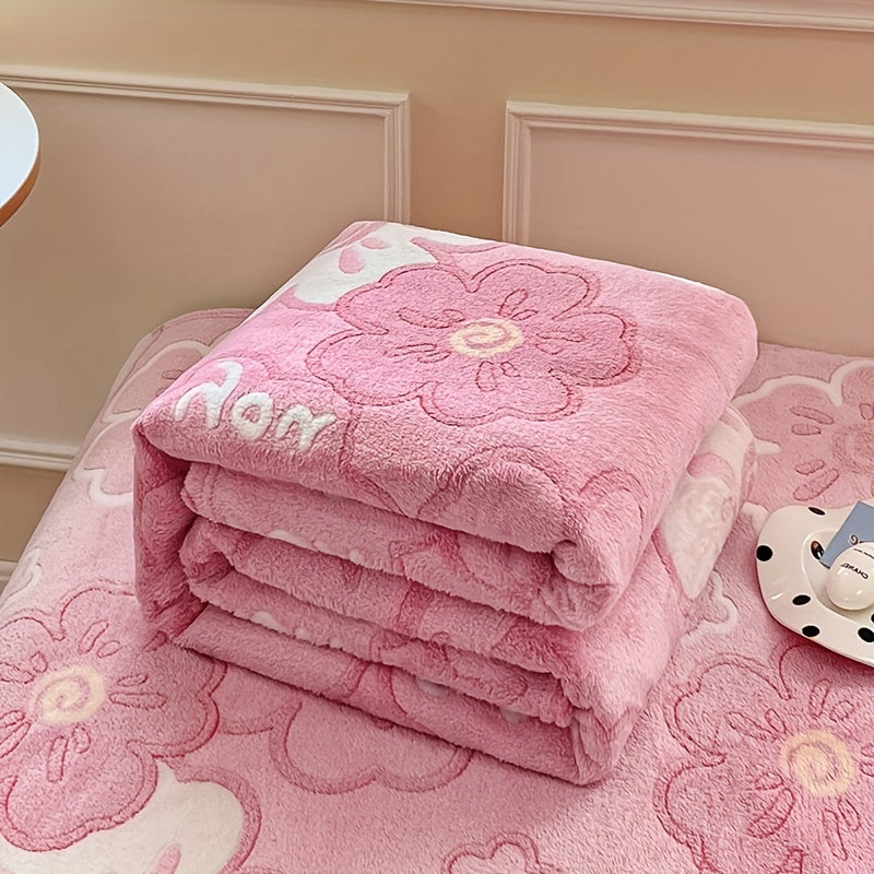 Skorter | Floral Flannel Te blanket - Soft, warm and stain-resistant for sofa, office and camping - Versatile gift