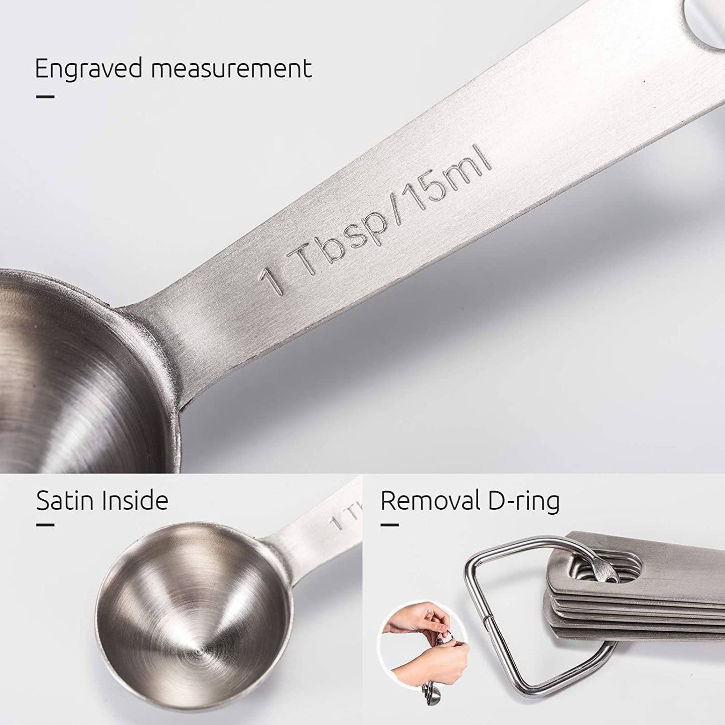 Skorter | 9-piece set: stainless steel measuring spoons for dry and liquid ingredients