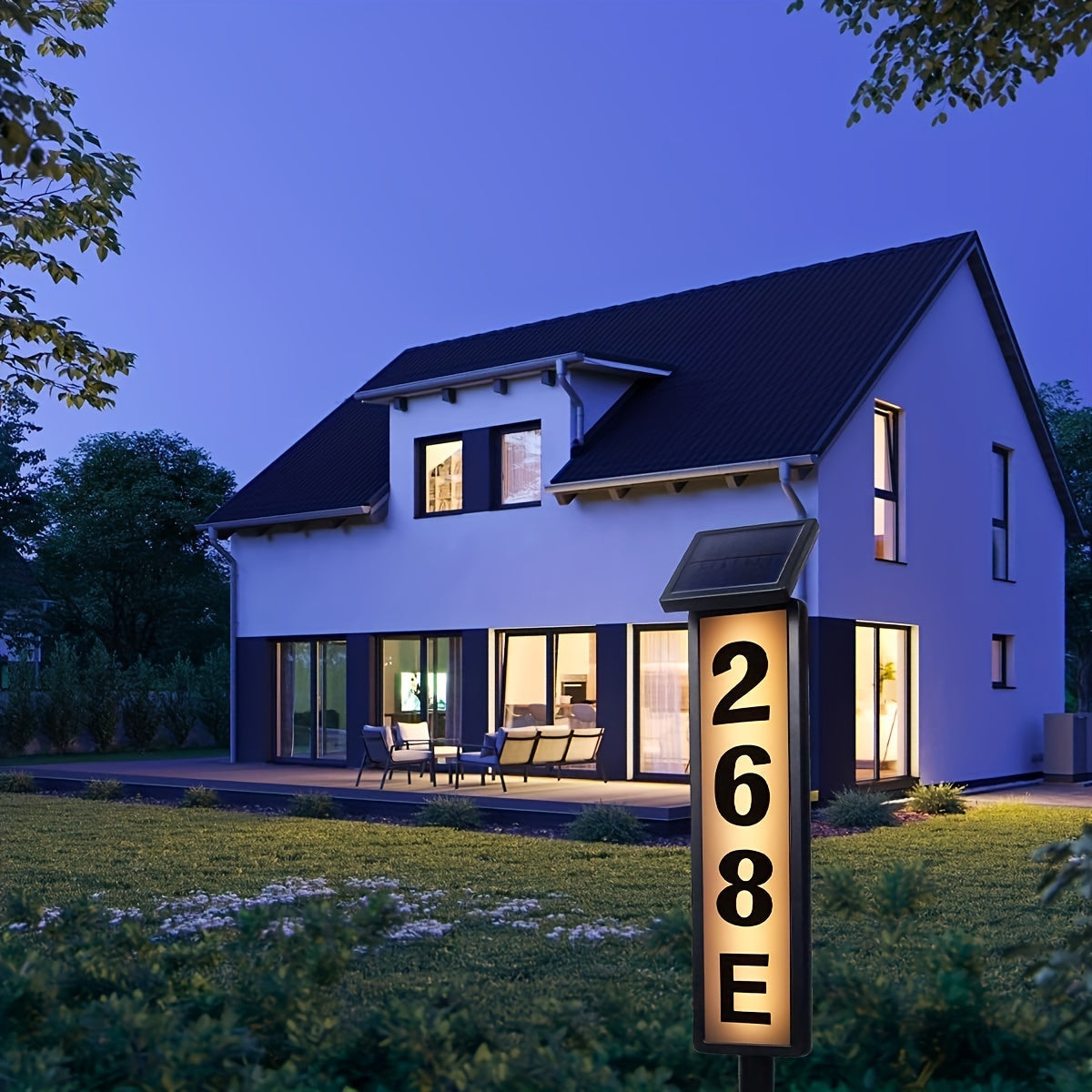 Skorter | Solar Powered LED House Number Light – Weather-Resistant Outdoor Address Sign with Stake – Easy Installation, Energy-Efficient, Durable – 35 Inch Height for Homes