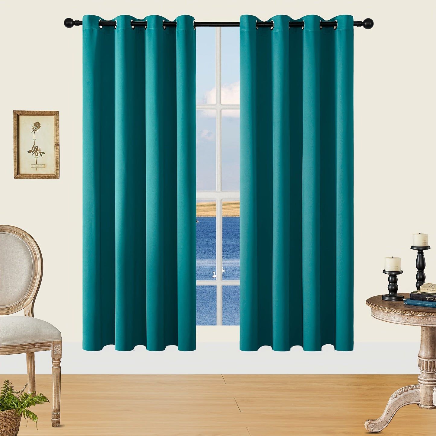 Skorter | Blackout Curtains - 2 Pieces Modern Polyester Curtains with Thermal Insulation and Rings