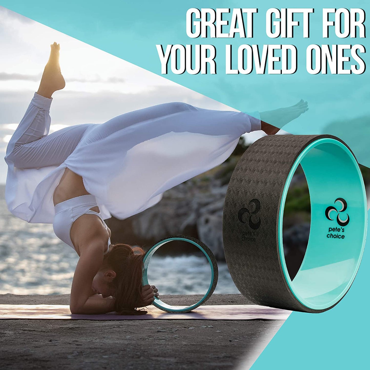 Skørter | Pete's Choice Yoga Wheels with Yoga Strap & Exercise Guide | Comfortable & Durable Yoga Balance Accessory | Increase Flexibility | Improve Posture
