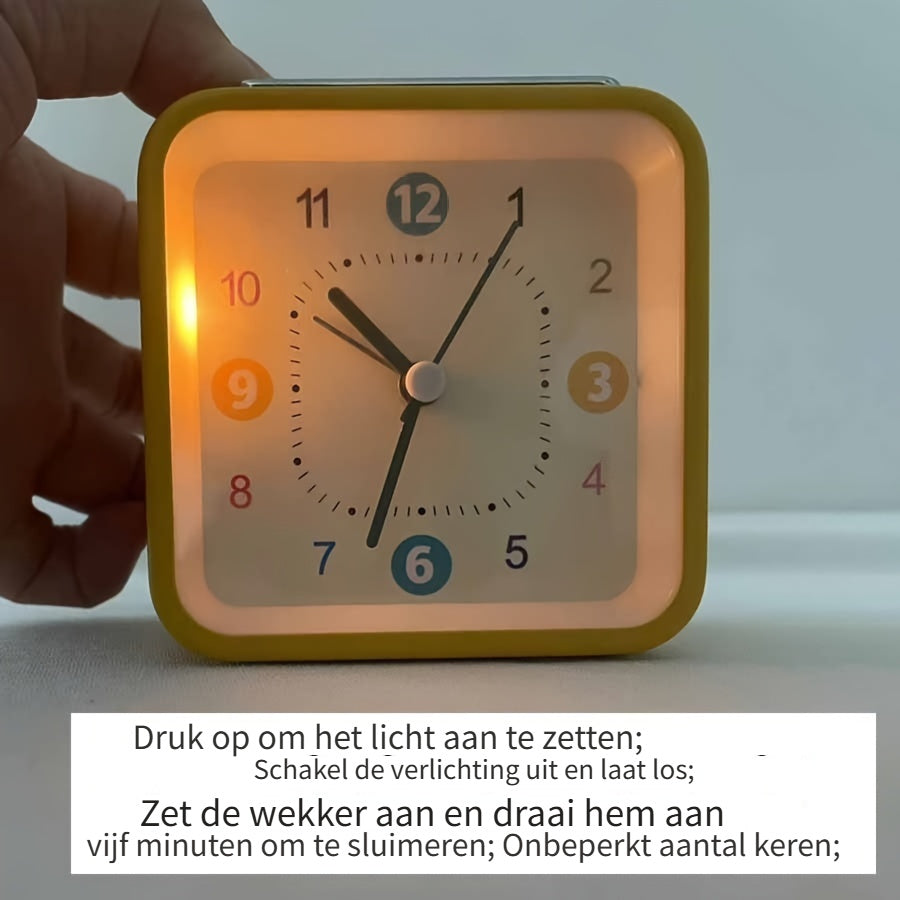 Skorter | TimeCube - Square Metal Alarm Clock with Night Light and Snooze