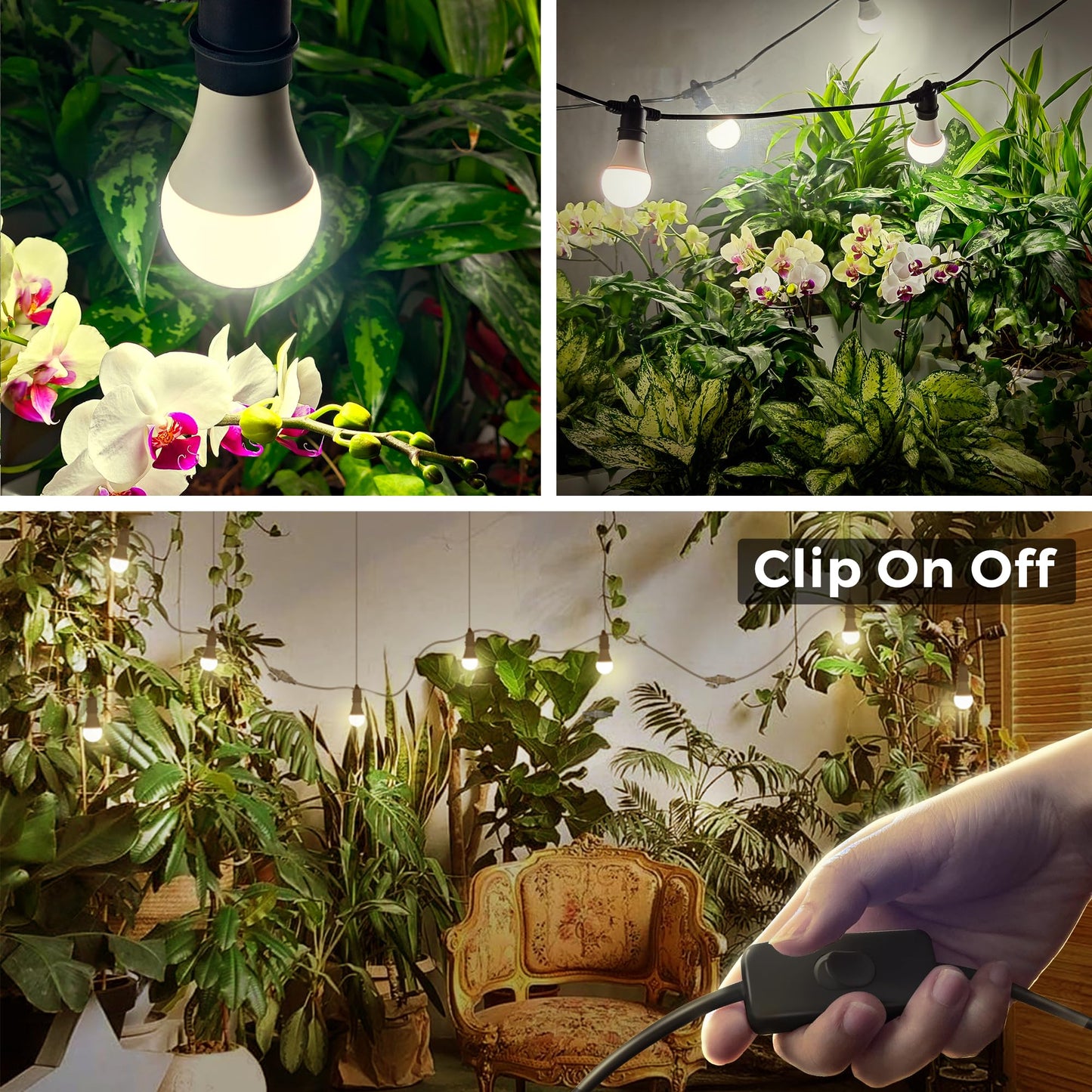 Skorter | Briignite Led Hanging Grow Light, 3 Replaceable Bulbs, Full Spectrum, 300W Equivalent