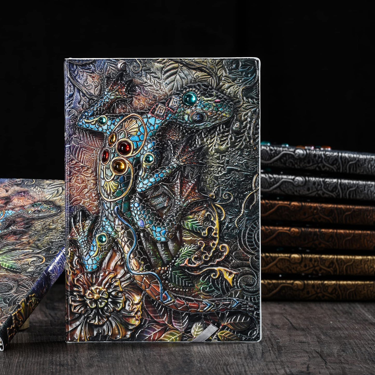 Skorter | Qxmgcbok Color Change Foldable Book Lamp - Rechargeable Lizard Embossing Ambient Lighting