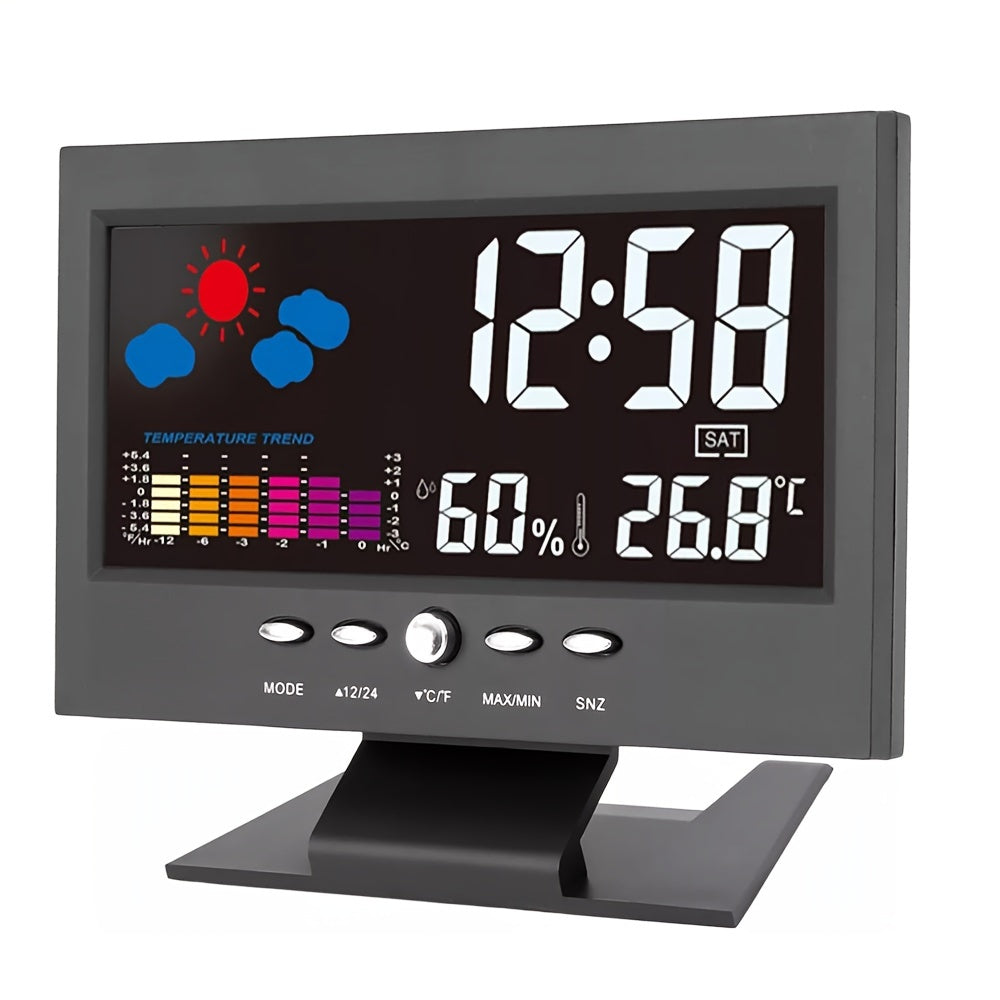 Skorter | TimeSense - Digital Alarm Clock with Calendar, Thermometer, and Snooze