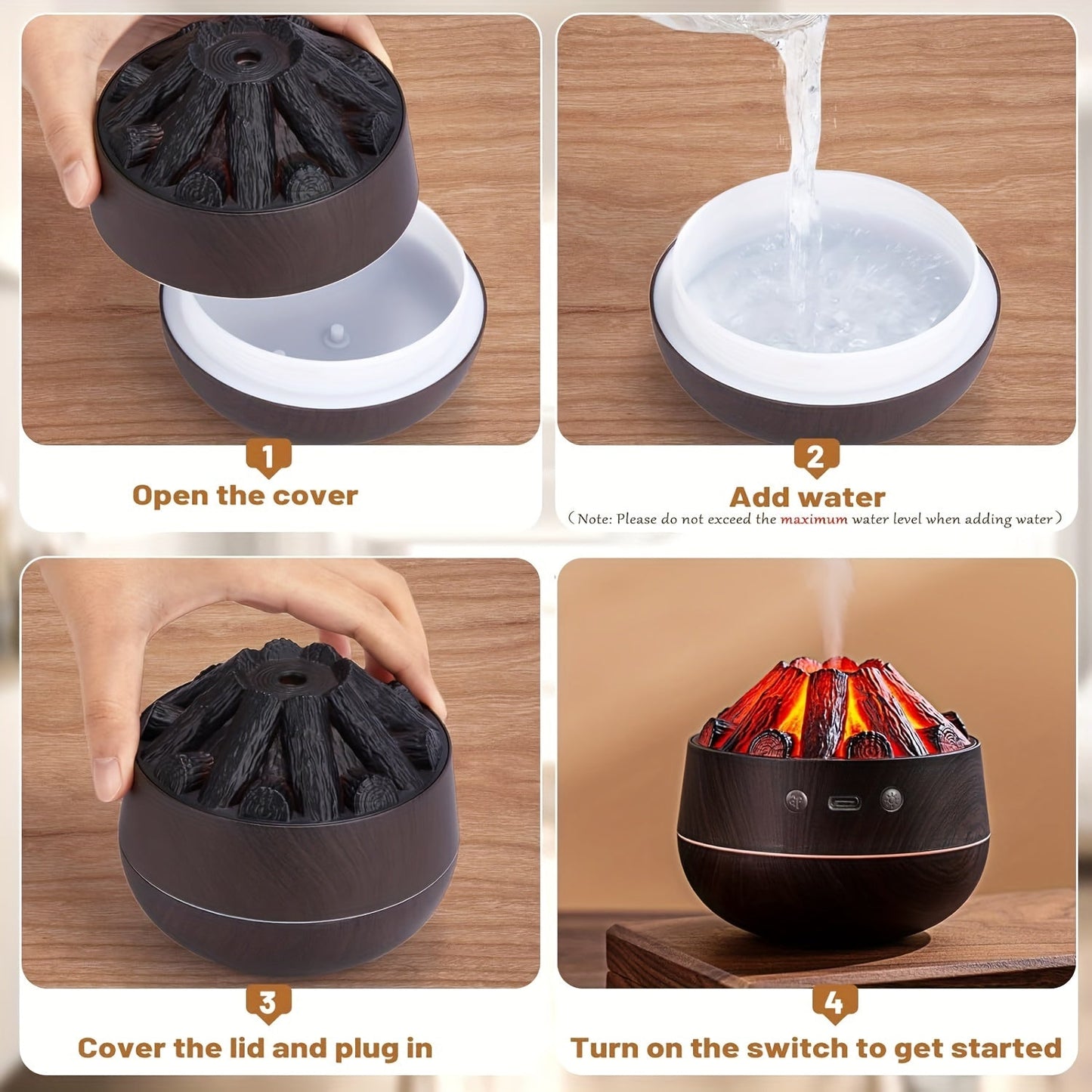Skorter | Fire Diffuser - Mini simulated charcoal fire air humidifier with realistic flame effect