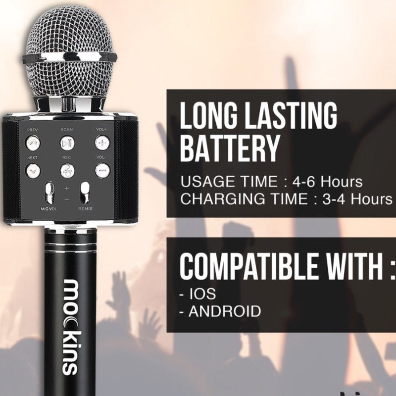 Skorter | Portable Karaoke Microphone - Microphone with Built-in Bluetooth Speaker - Compatible with IOS and Android Devices