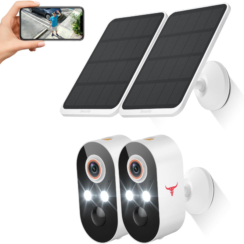 Skorter | 1080p Wireless Surveillance Camera with Solar Panel, AI Human Recognition, 2-Way Talk, Night Mode, 2.4G WiFi