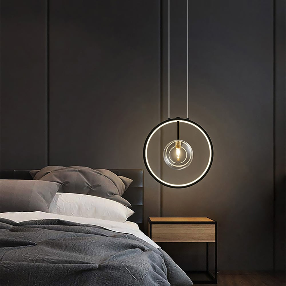 Skorter | LumoGlobe – Minimalist Black Pendant Lamp with Glass LED Sphere