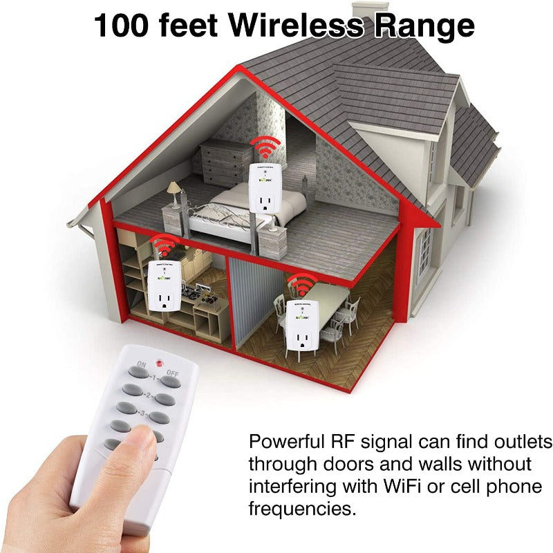 Skørter | Wireless remote control outlet switch strap socket for household appliances, wireless remote light switches (2 remote controls + 5 outlets)