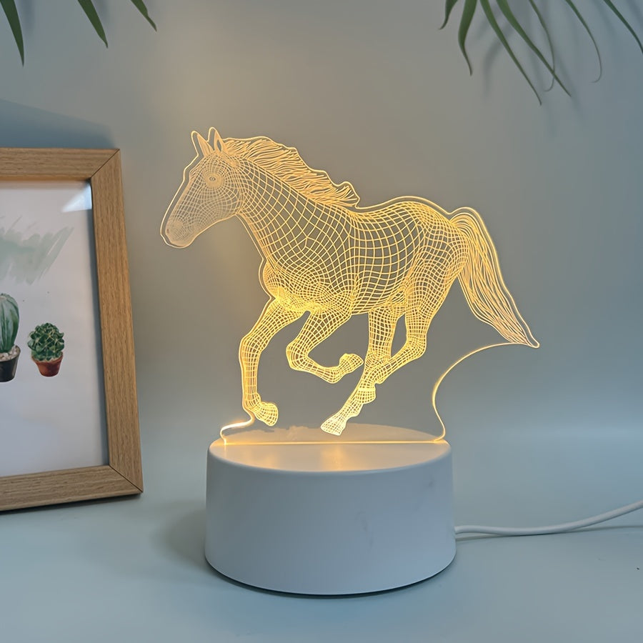 Skorter | DyrLys - Geometric Horse Night Lamp, USB-powered LED Table Lamp