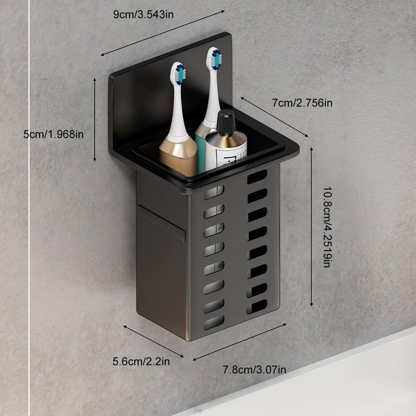 Skorter | Black Cosmetic Rack – Drill-Free Wall-Mounted Storage Shelf