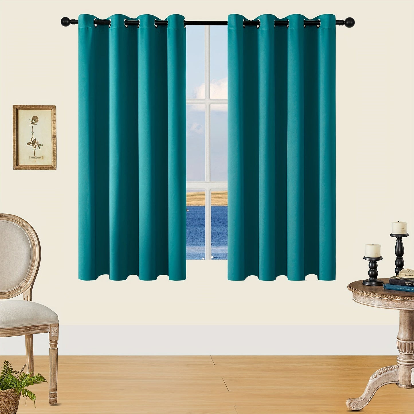 Skorter | Blackout Curtains - 2 Pieces Modern Polyester Curtains with Thermal Insulation and Rings