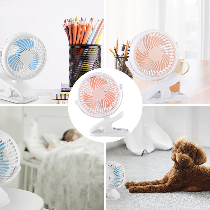 Skorter | Portable Clamp Fan with 360° Rotation – USB & Rechargeable Battery