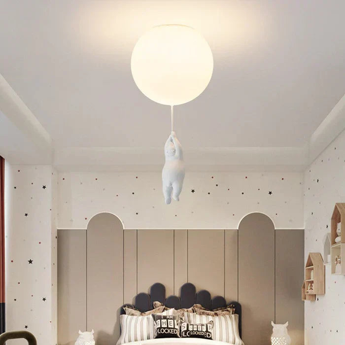Skorter | CloudBear Kids Ceiling Light – Bear & Balloon LED Pendant Lamp for Nursery and Bedroom Decor