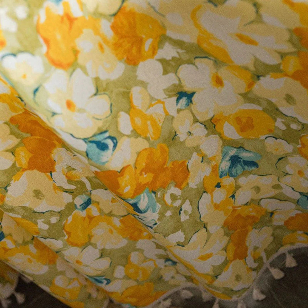 Skorter | Sunshine Blooms Floral Tasseled Curtain