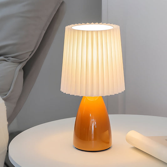 Skorter | Dimmable Desk Lamp | Glass Base with USB Port for Adjustable Lighting in Home Office or Study | Pink Shade Lamp